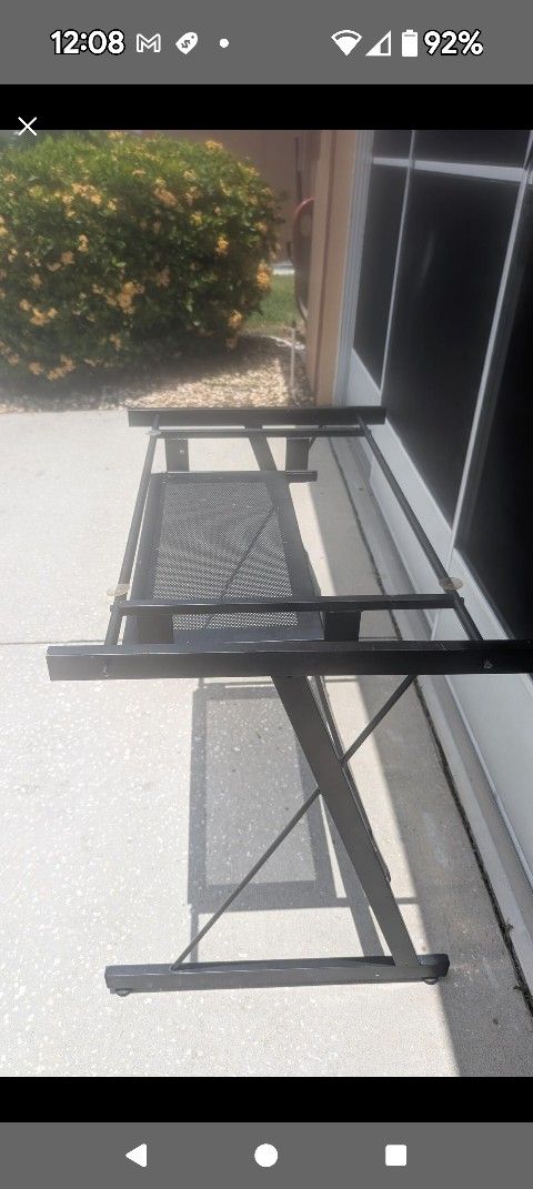 FREE Black Metal Glass Top Office Desk