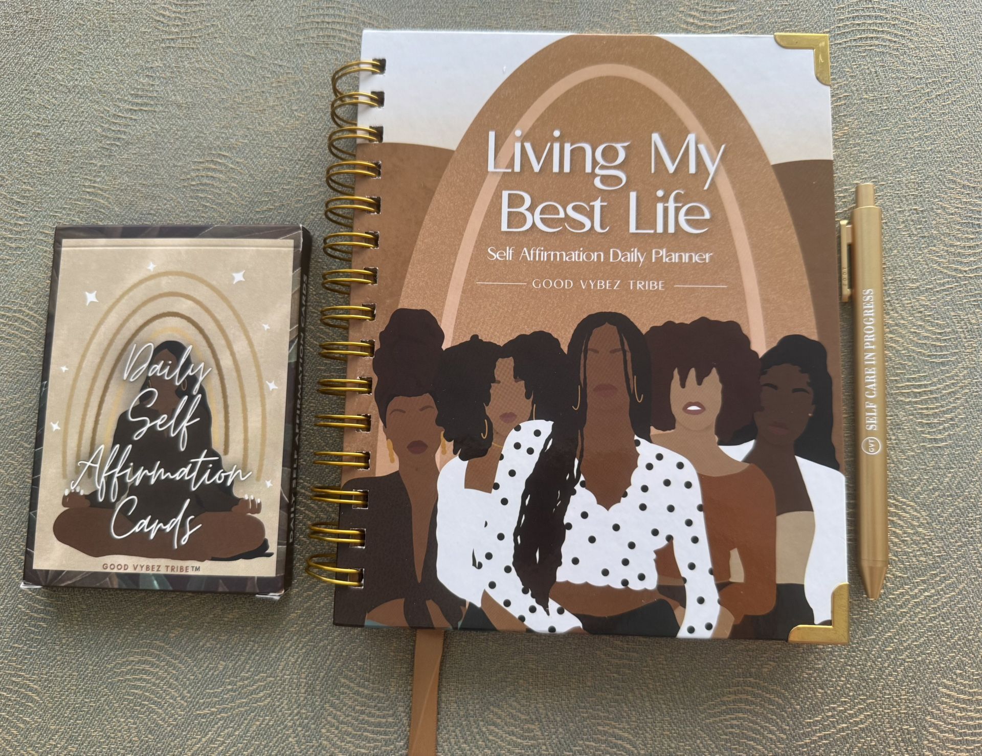 Living my best life self affirmation daily goals planner, pen, daily self affirmation cards Brand new