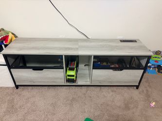 TV Stand with Drawers and Open Shelves
