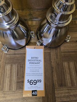 Pair Of Retro Industrial Pendant Lamps