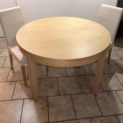 Extendable Pedestal Dining Table With 2 Chairs 