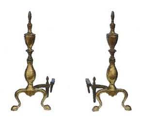 Antique French Brass Andirons – Fireplace Decor