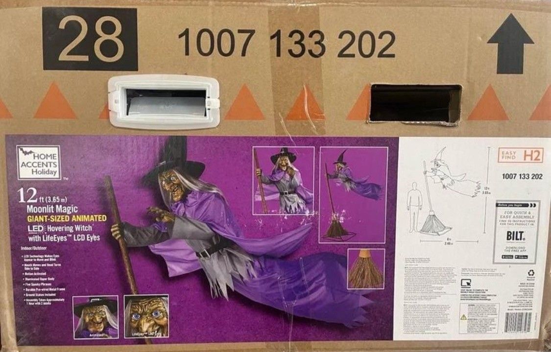 HOME DEPOT 12' ft ANIMATED HOVERING WITCH HALLOWEEN ANIMATRONIC LIFE EYES