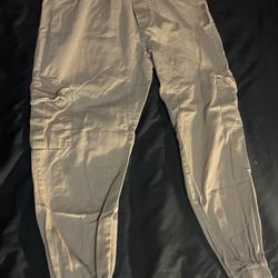 Khaki Cargo Jogger Pants Medium 