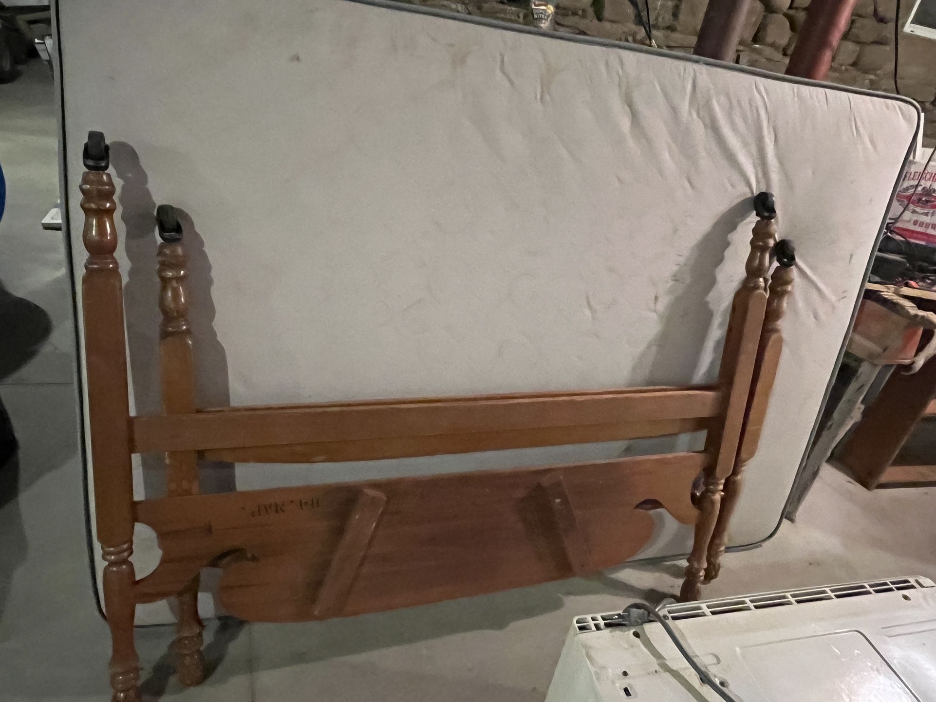 FULL SIZE WOOD BED FRAME & MATTRESS (NO BOX SPRING)