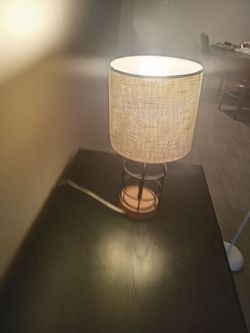 Table Lamp with Linen Shade and Glass Base