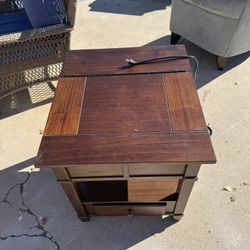 Wood End Table - With Power Inside