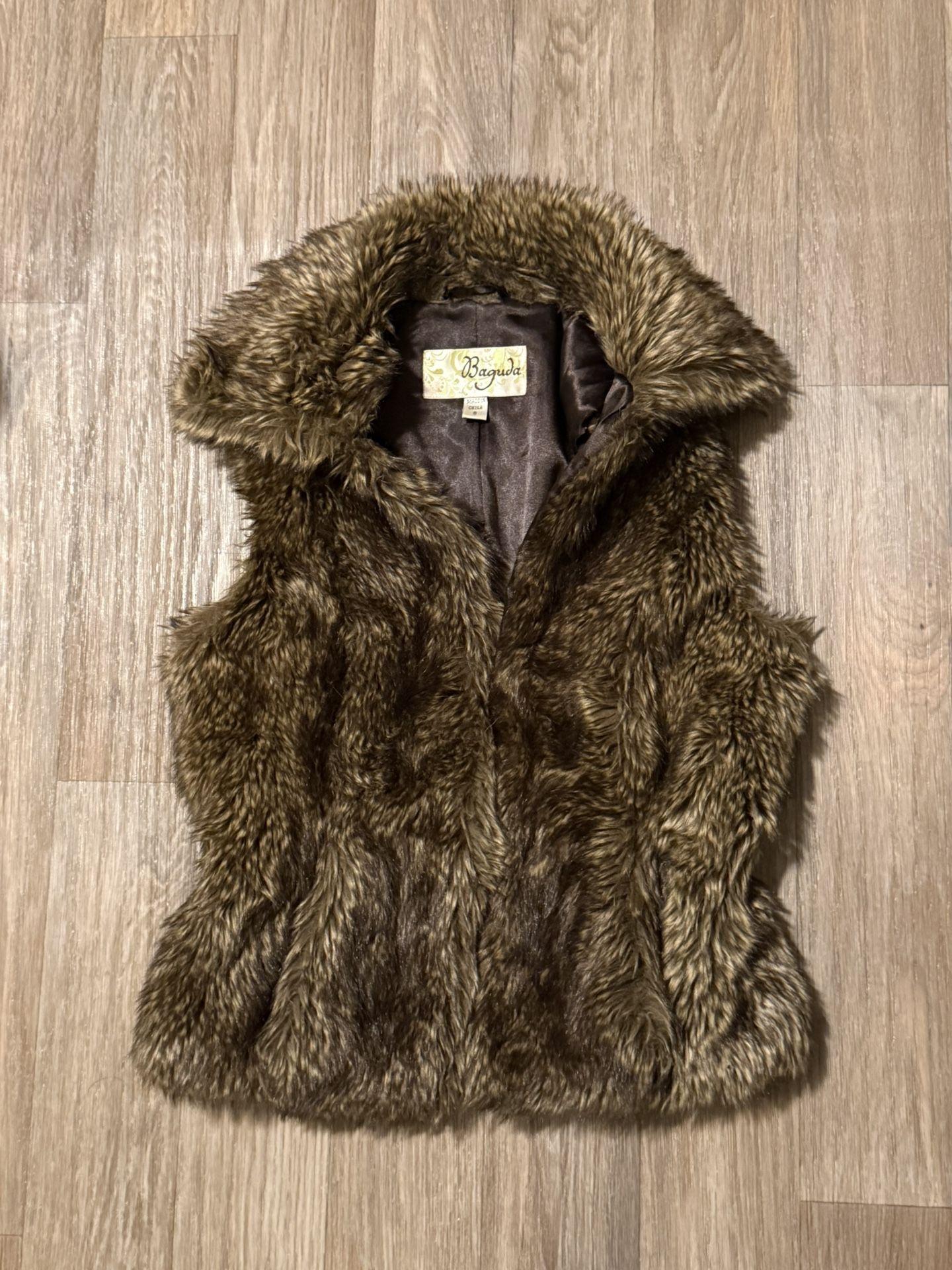 Y2K Vintage Brown Faux Fur Vest