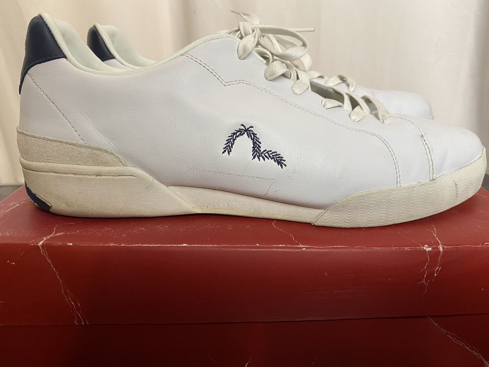 Evisu White Navy Leather Laurel Mens Shoes Size 13 Vintage