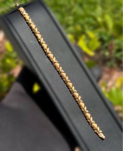 Jewelry 10k hollow yellow gold XO Heart bracelet 7.25” 5.50mm 4.60g