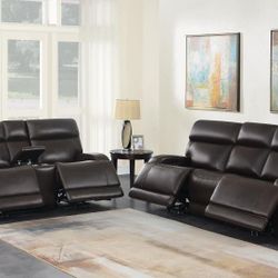 New Genuine Leather  Sofa And Loveseat with Power Recliners