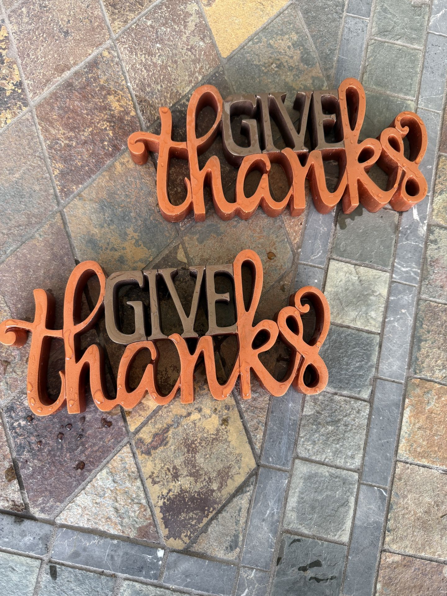 2 “Give Thanks” metal signs