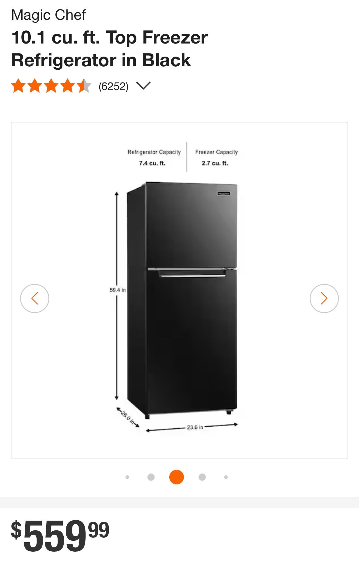 10.1 cu. ft. Top Freezer Refrigerator Black