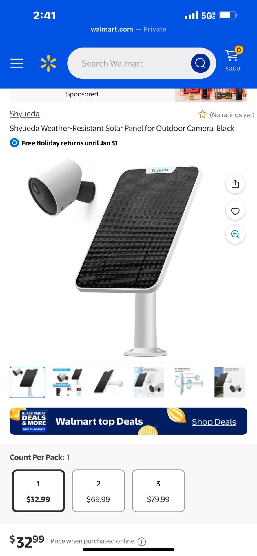Shyueda Weather-Resistant Solar Panel for Outdoor Google Nest Camera
