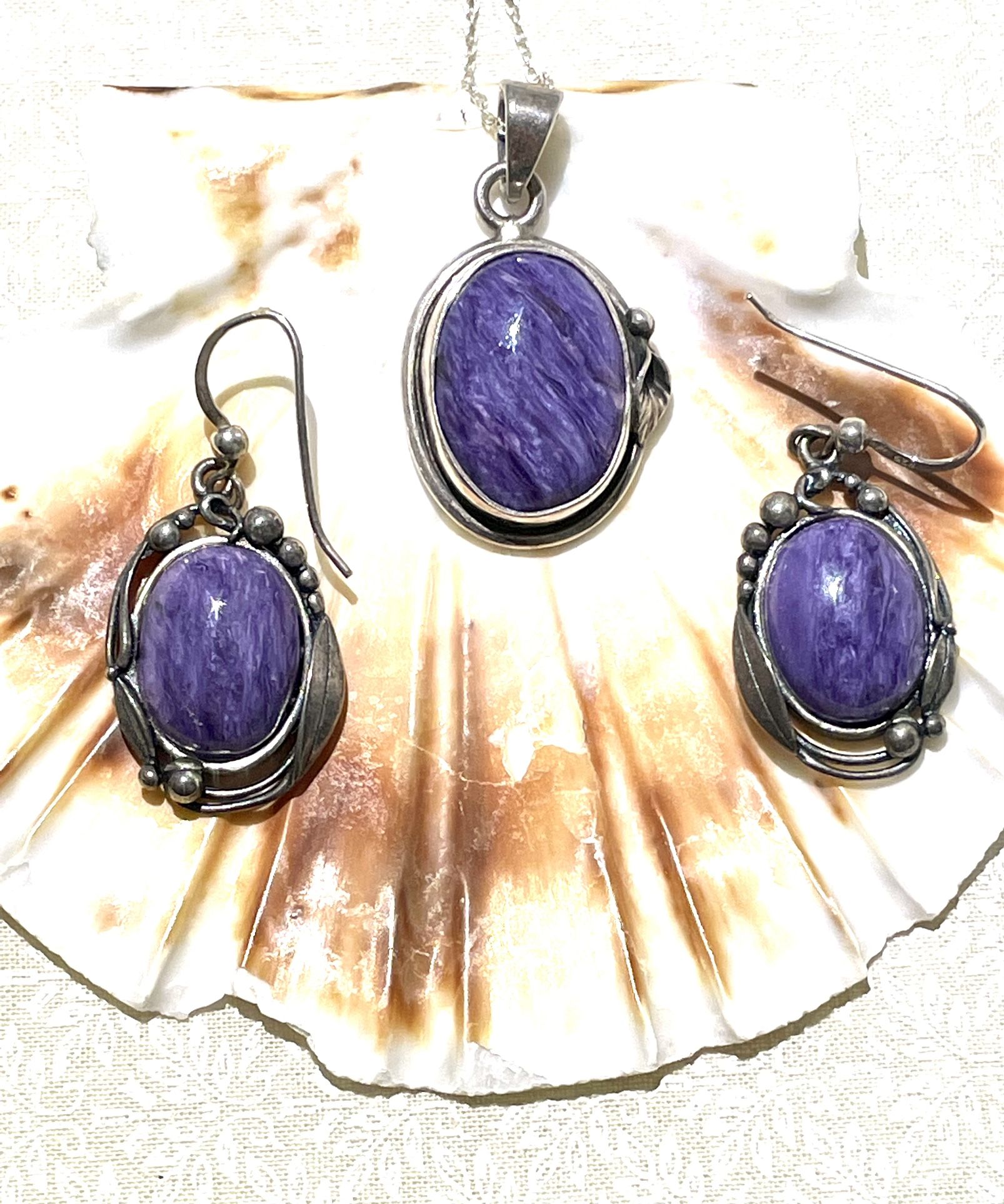 Sterling Charoite Jewelry Set