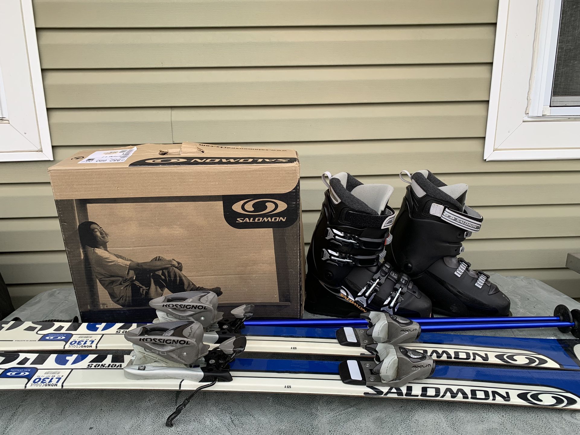 Ski Package, Salomon Women Skis And Boots, Rossignal Binders, Poles Great Condition Like New