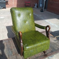 Antique Green Leather Rocking Chair Soooo Comfortable 