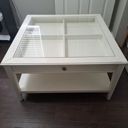 IKEA SQUARE COFFEE TABLE GLASS DRAWER 