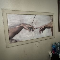 Vintage Hands of The Creation Of Adam Religious Painting by Michelangelo Unframed Print Religious Wall
