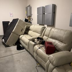 White Leather 5PC Sectional Couch