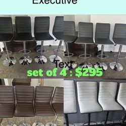 New Set Of 4 Bar Stools ( Executive) / Adjustable Height And Swivel / Price Is Firm / Pick Up Only / New In 📦 