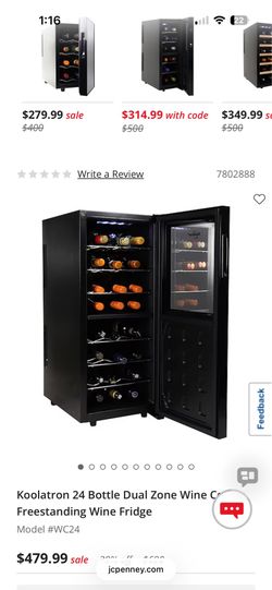 Koolatron 24 Bottle Dual Zone Wine Cooler Freestanding Wine Fridge