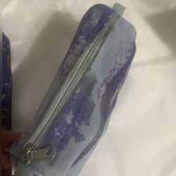 lavender floral pattern mesh drawstring pouch/bag 6”x3”x5”high 