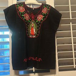 Beautiful Blouse Of Viejecita De Guadalupe Brand  New 