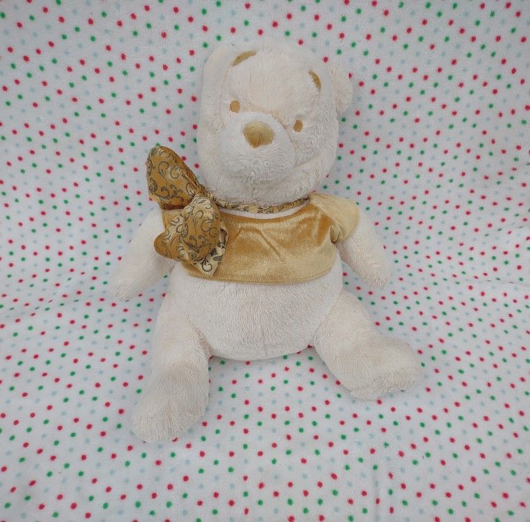 Disney Store Winnie The Pooh Large 18" Elegant Gold & Cream Plush