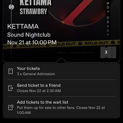 KETTAMA SOUND TICKET (1 TICKET) 11/21/25