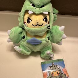 New Pikachu Wearing A Tyranitar Costume Pokemon Plush