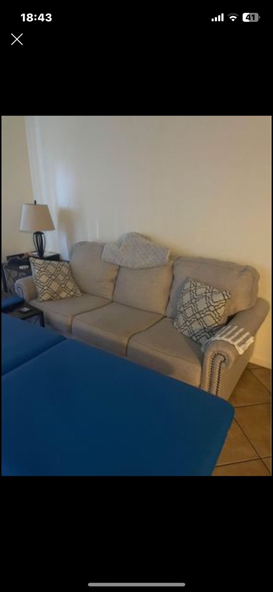 Living Room Couch And 2 Pillows 84” X 37”