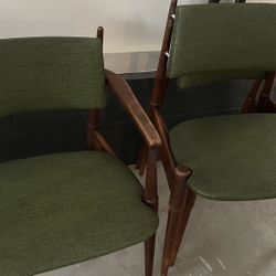 Mid Century Modern Armchairs Solid Wood Sculpted Frames Set Of 6