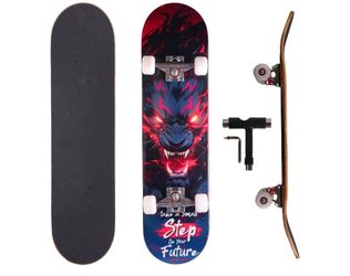 Cartoon Professional Double Kick Skateboard,31 inch Maple Deck, ABEC-11 Bearings, 97A PU Wheels