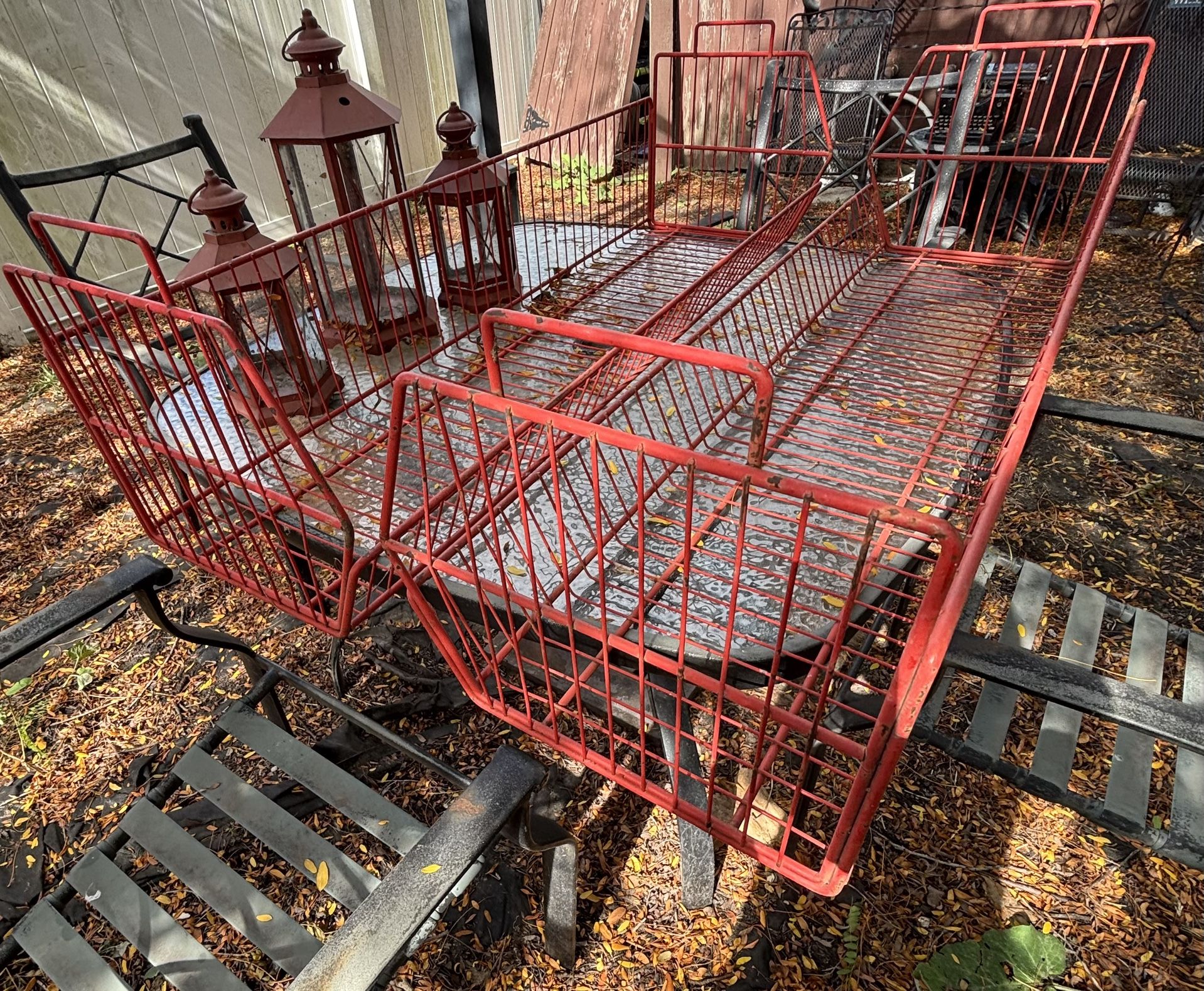 Two (2) Big Strong Sturdy Long Red Coated Wire Racks Storage To Hang!