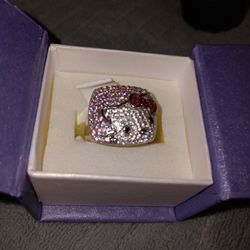  NEW (Sanrio)  size - 8 - Hello kitty stirling silver and crystal pink and white stone ring heavy duty list $359.99 Plus  My Price  $190 Firm 