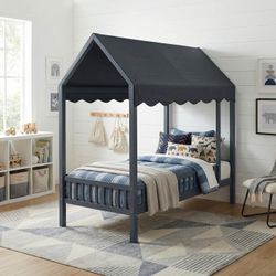 Twin Canopy Bed Navy Blue Kids House Cottage Frame Cama Niño Habitacion Venta