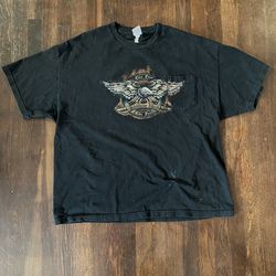 Harley Davidson style Hot Leathers American Wheel Live Free Ride Free Pocket T-Shirt Ford's motorcycle Size XL