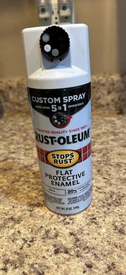 Custom spray 5 in 1 rust-oleum stops rust flat protective enamel white