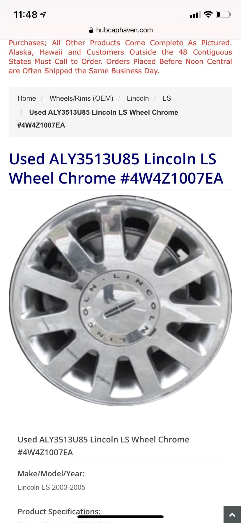 2003-2005 Lincoln Ls stock rims (complete set)