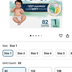Pampers Pure Protection Baby Diapers, Size 1 (8-14 lbs), 82 Count, Up to 100% Leakproof, Premium Plant-based Skin Protection, Hypoallergenic Soft Diap