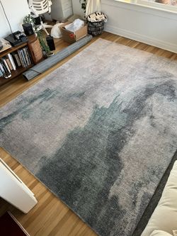 World Market Area Rug 8ft x 10ft Large Multicolor Blues Light Grays