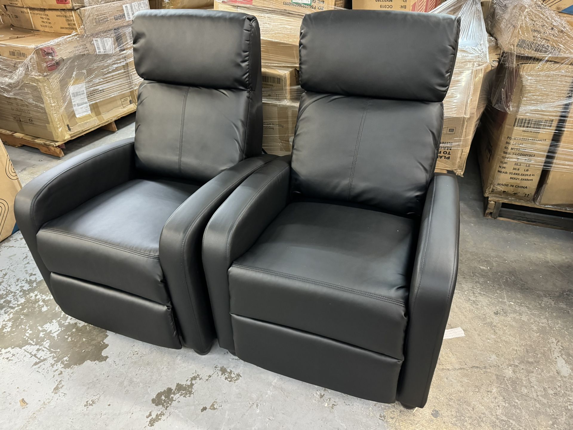 Push Recliner Black Like Leathers $99.99 Each