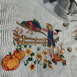 Vtg embroidered Pumpkin Patch Blouse 