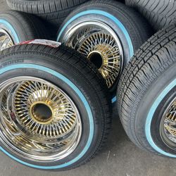 13x7 Chrome And Gold PLATED Wire Wheels
