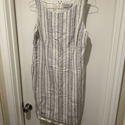 Kasper White & Black Stripe Sleeveless Dress 