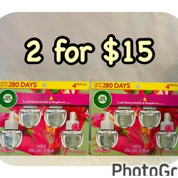 (2) Air Wick Plug-in Scented Oil Refills, Honeysuckle and Raspberry, 4 Count,2 for $15‼️