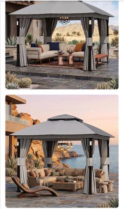 Outdoor soft top Gazebo with Curtains