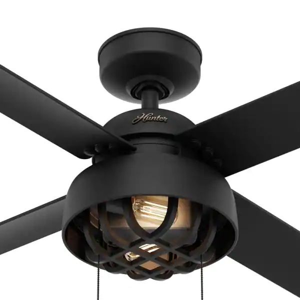 Hunter Spring Mill Indoor / Outdoor Ceiling Fan with LED Lights and Pull Chain Control, 52", Matte Black NEW IN BOX