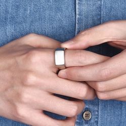 R300- Unisex Stainless Steel Square Gold Ring